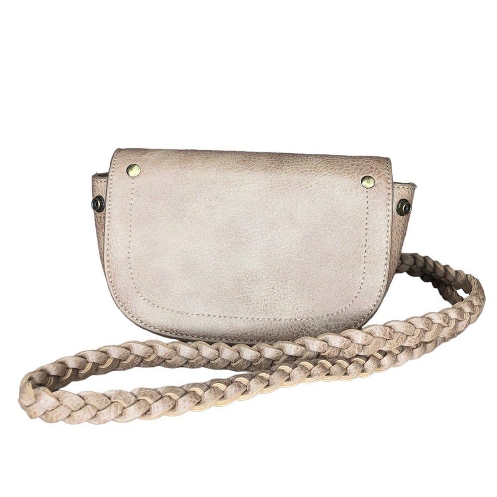 Anthropologie Anthro Hazel Tan Brown Convertible Braided Belt Bag Crossbody